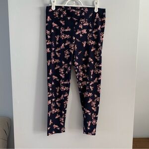 Floral Leggings Pant Stretch Pull On Blue Pink Comfort Time Tru Size 4 6 Small